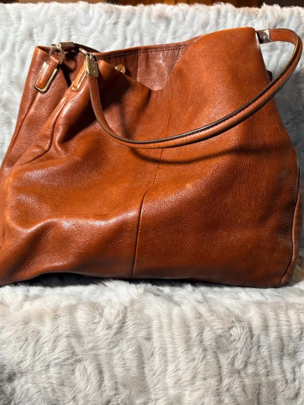 Coach Brown Pebbled Leather Madison Phoebe Should Bag Purse G1376-26224 - Picture 7 of 7